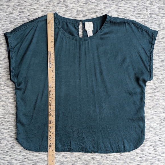 Deep Teal Silk Women's Top Buttery Soft Sz XL - Picture 2 of 11